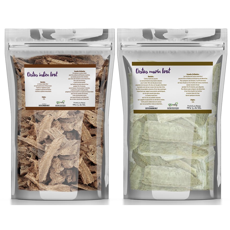 Pack 100g Costus Indien Brut & 100g Costus Marin Brut | 123NATY — pack de 2 produits