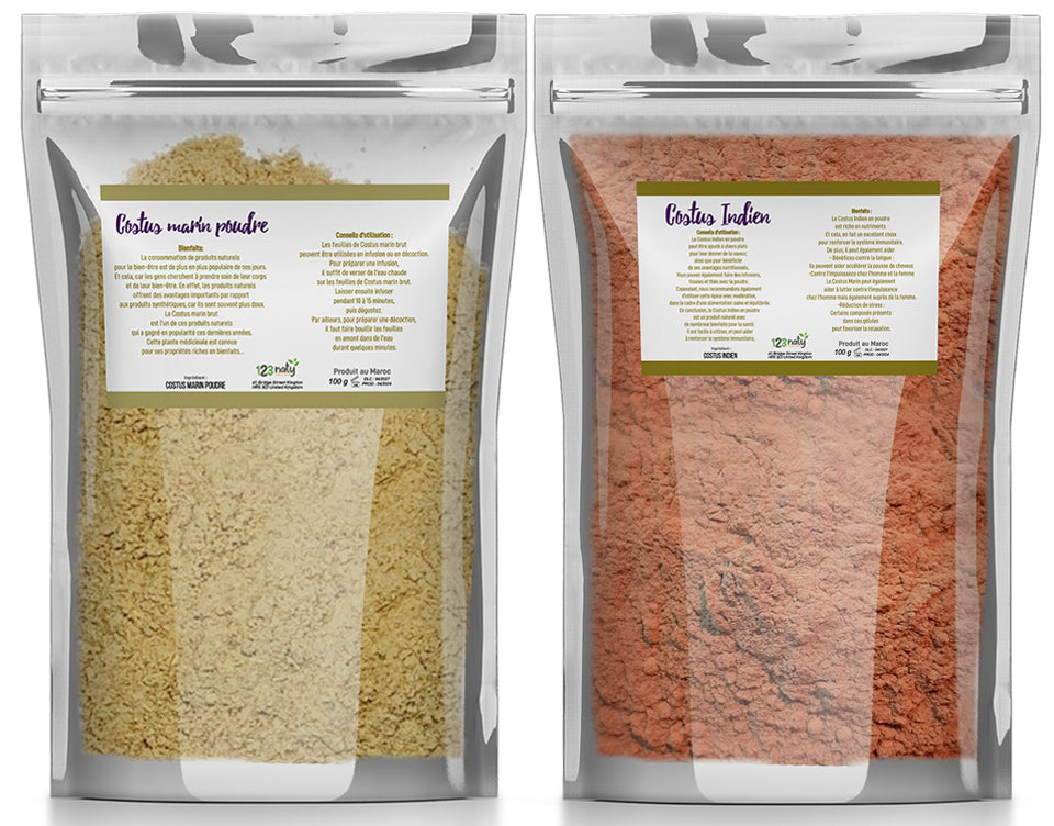 Pack 100g Costus Indien en poudre & 100g Costus Marin en Poudre