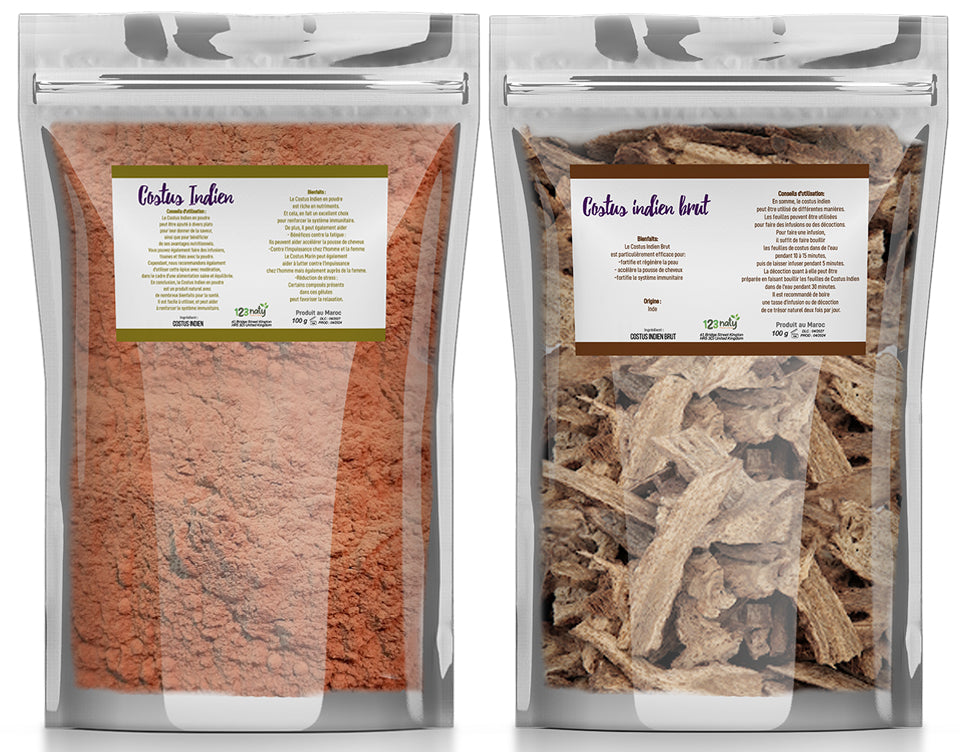 pack 100g Costus Indien en poudre & 100g Costus Indien Brut