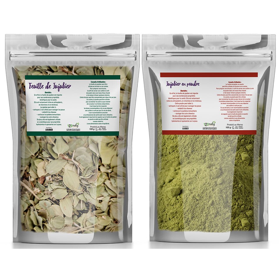 Pack 100g Feuille de Jujubier (Sidr) en Poudre & 100g Feuille de Jujubier (Sidr) | 123NATY — pack de 2 produits