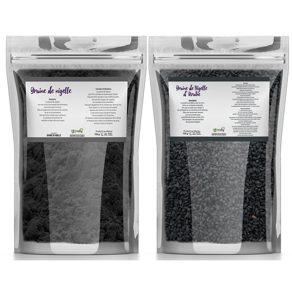 Pack 100g Graine de Nigelle & 100g Graine de Nigelle en Poudre | 123NATY — pack de 2 produits
