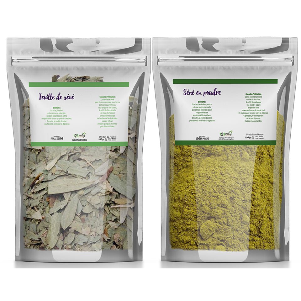 Pack 100g Feuille de Séné & 100g Feuille de Séné en Poudre | 123NATY — pack de 2 produits