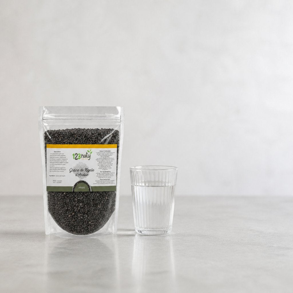 100g Graine de Nigelle d'Arabie | 123NATY — Taille réelle du produit