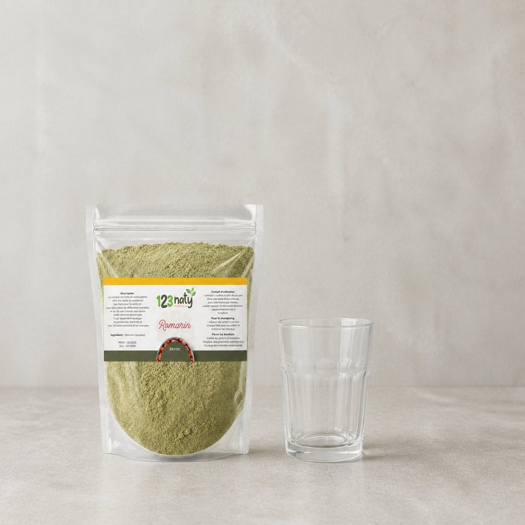 100g Romarin Poudre | 123NATY — Taille réelle du produit