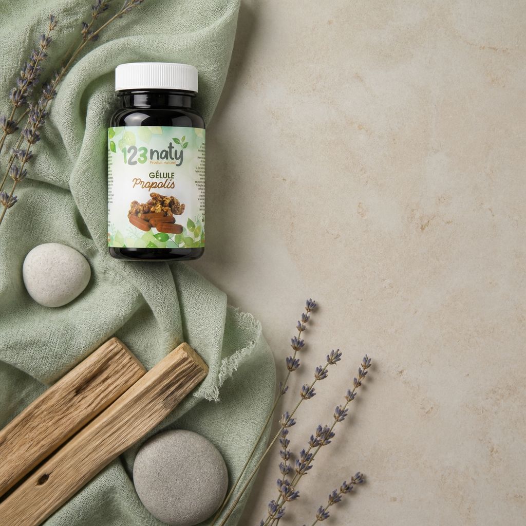 Propolis 120 Gélules – Renforce Immunité | 123NATY — Ambiance flat lay