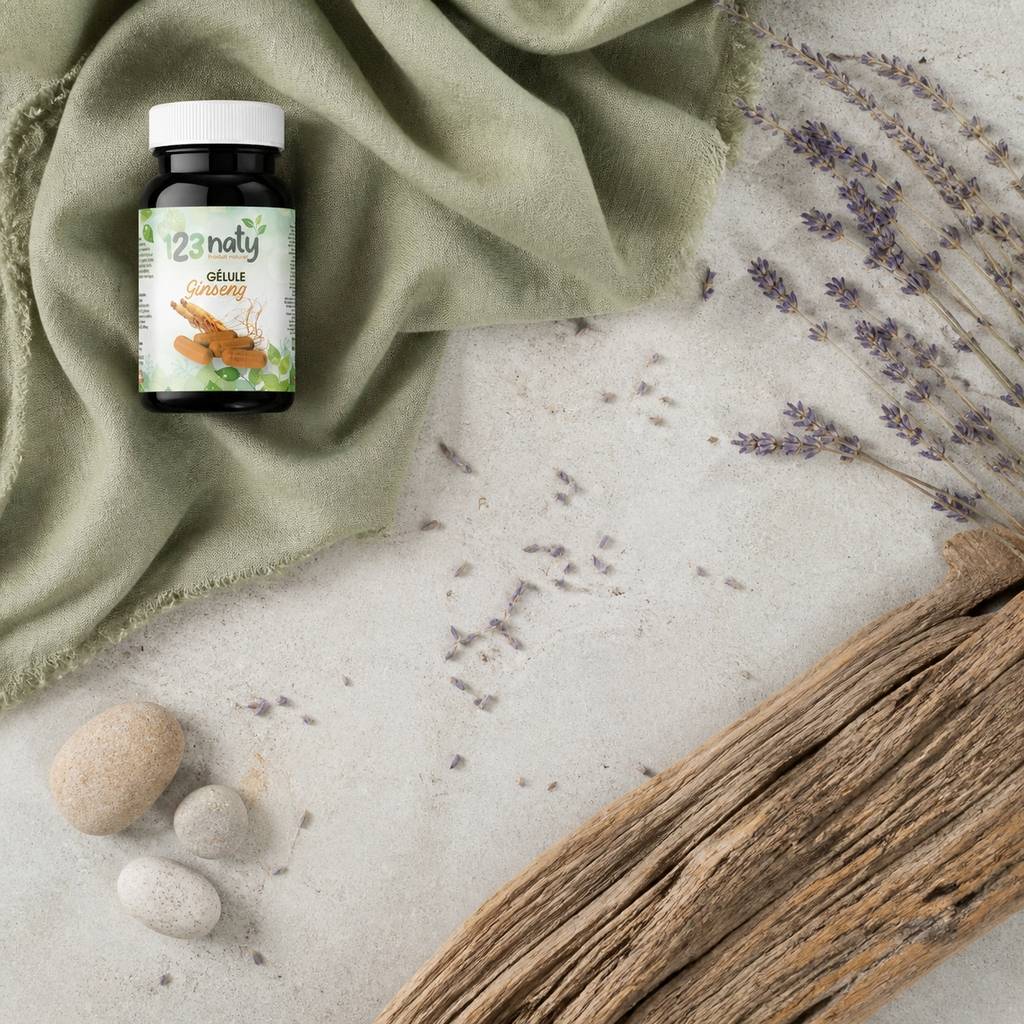120 Gélules de Ginseng | 123NATY — Ambiance flat lay