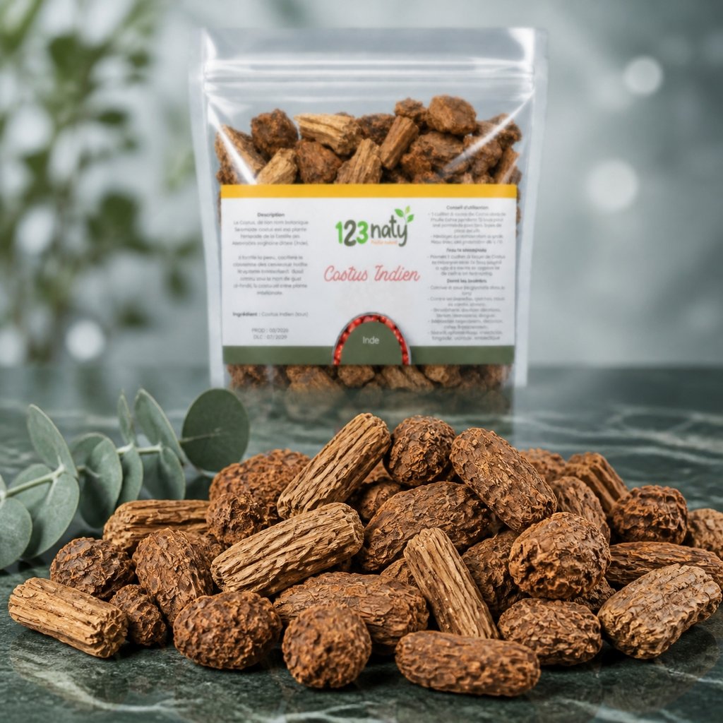 1kg Costus Indien Brut – 100% Naturel – Santé & Bien-être | 123NATY — Texture en gros plan