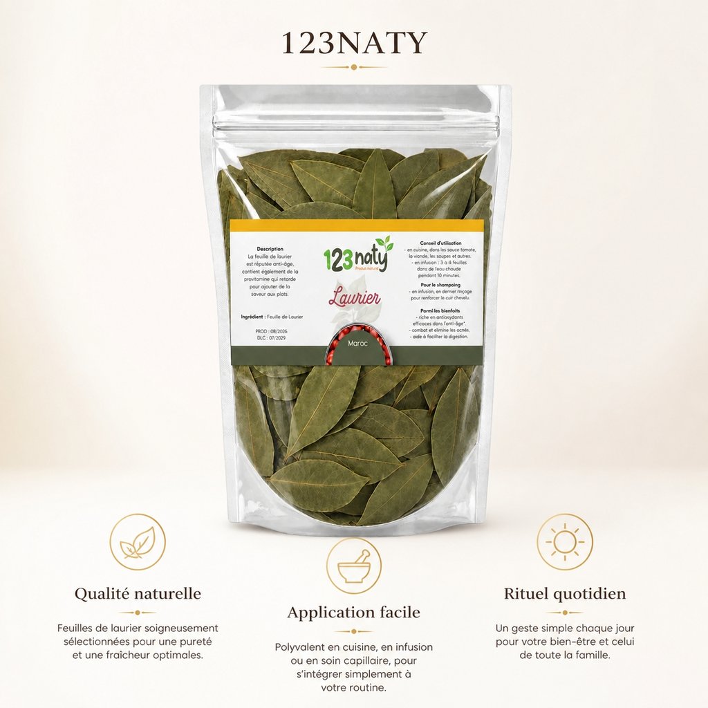 1kg Feuille de Laurier | 123NATY — Infographie bénéfices clés