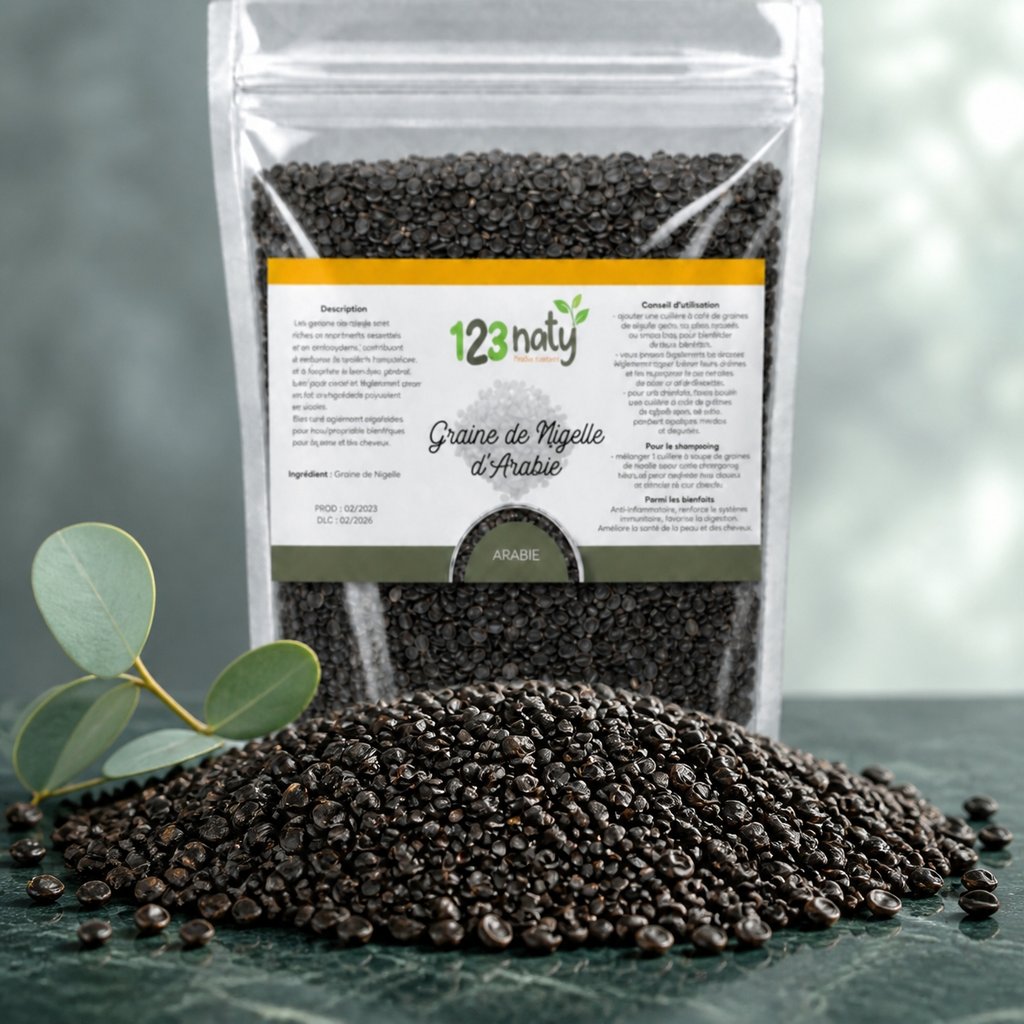 1Kg Graine de Nigelle d’Arabie – Cumin Noir & Naturel | Nigella Sativa | 123NATY — Texture en gros plan