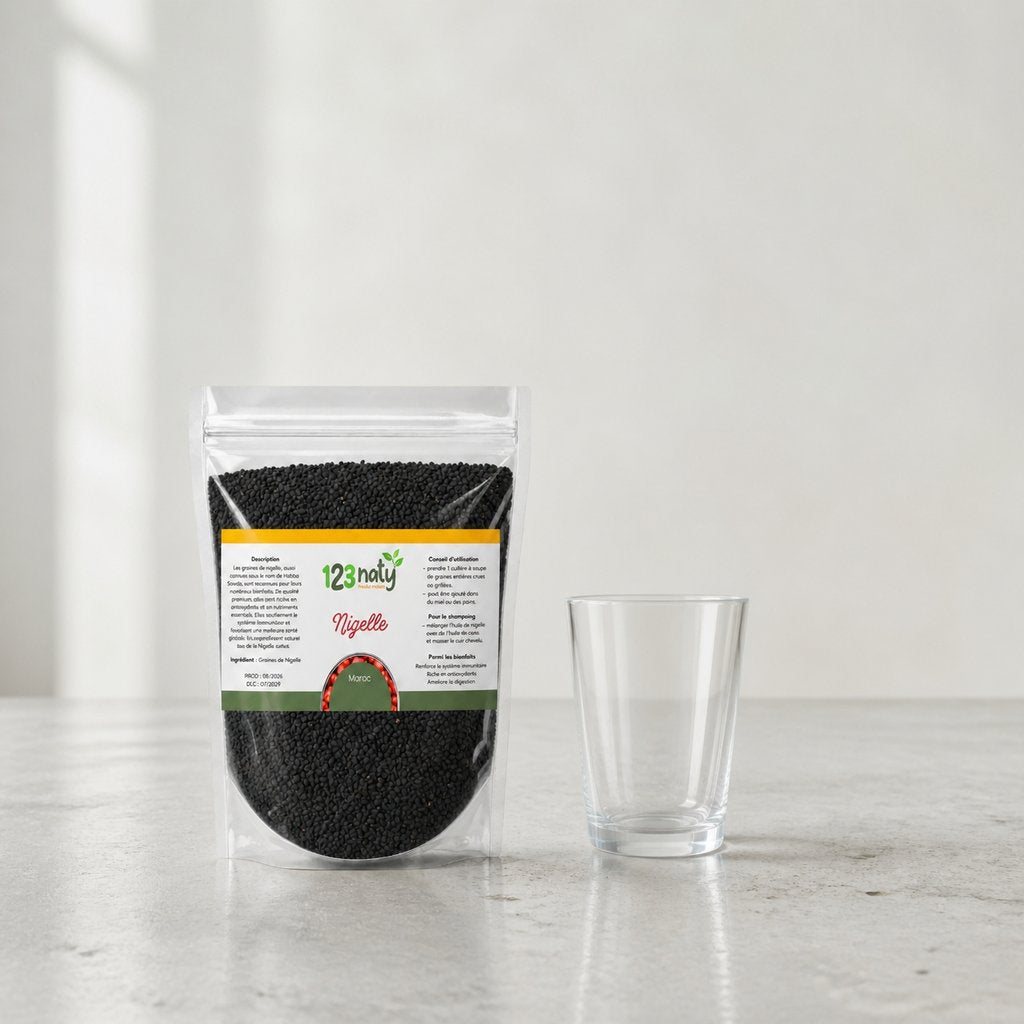 1kg Graines de Nigelle – Cumin Noir – 100% Naturelles – Habba Sawda – Qualité Premium | 123NATY — Taille réelle du produit