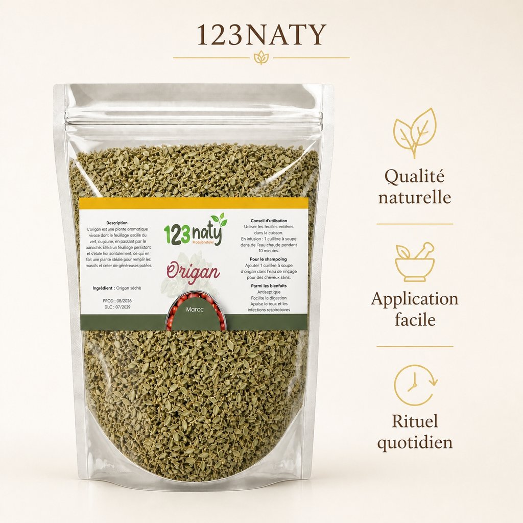 1kg Origan Séché – Feuilles Entières – Cuisine & Infusion Naturelle | 123NATY — Infographie bénéfices clés