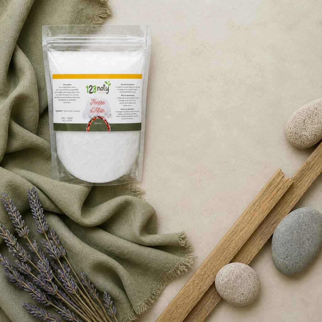 1kg Pierre d'Alun Poudre Cristaux | 123NATY — Ambiance flat lay
