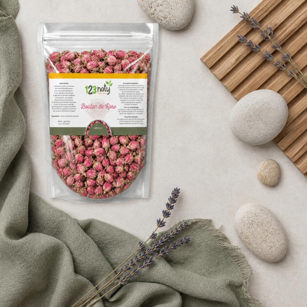 1kg Bouton de Rose Séchée | 123NATY — Ambiance flat lay