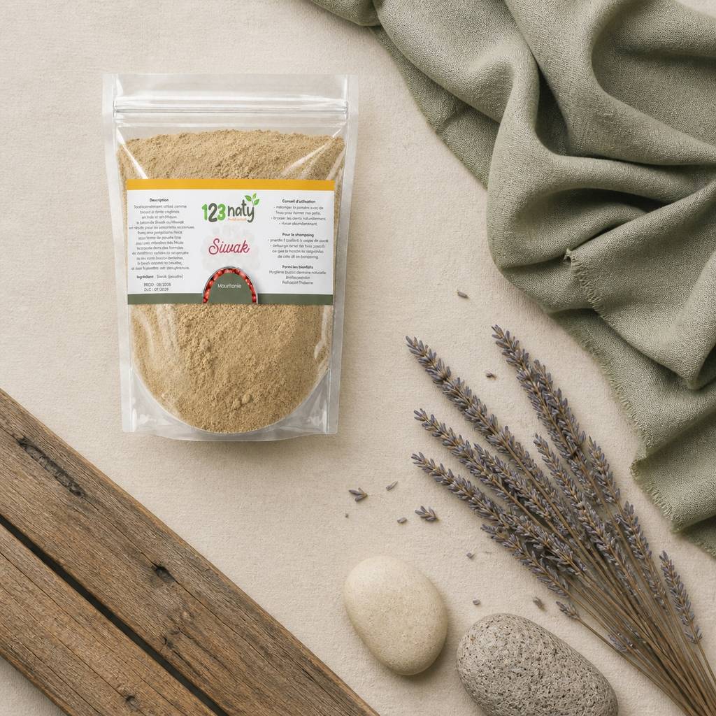 1kg Siwak en Poudre — Ambiance flat lay