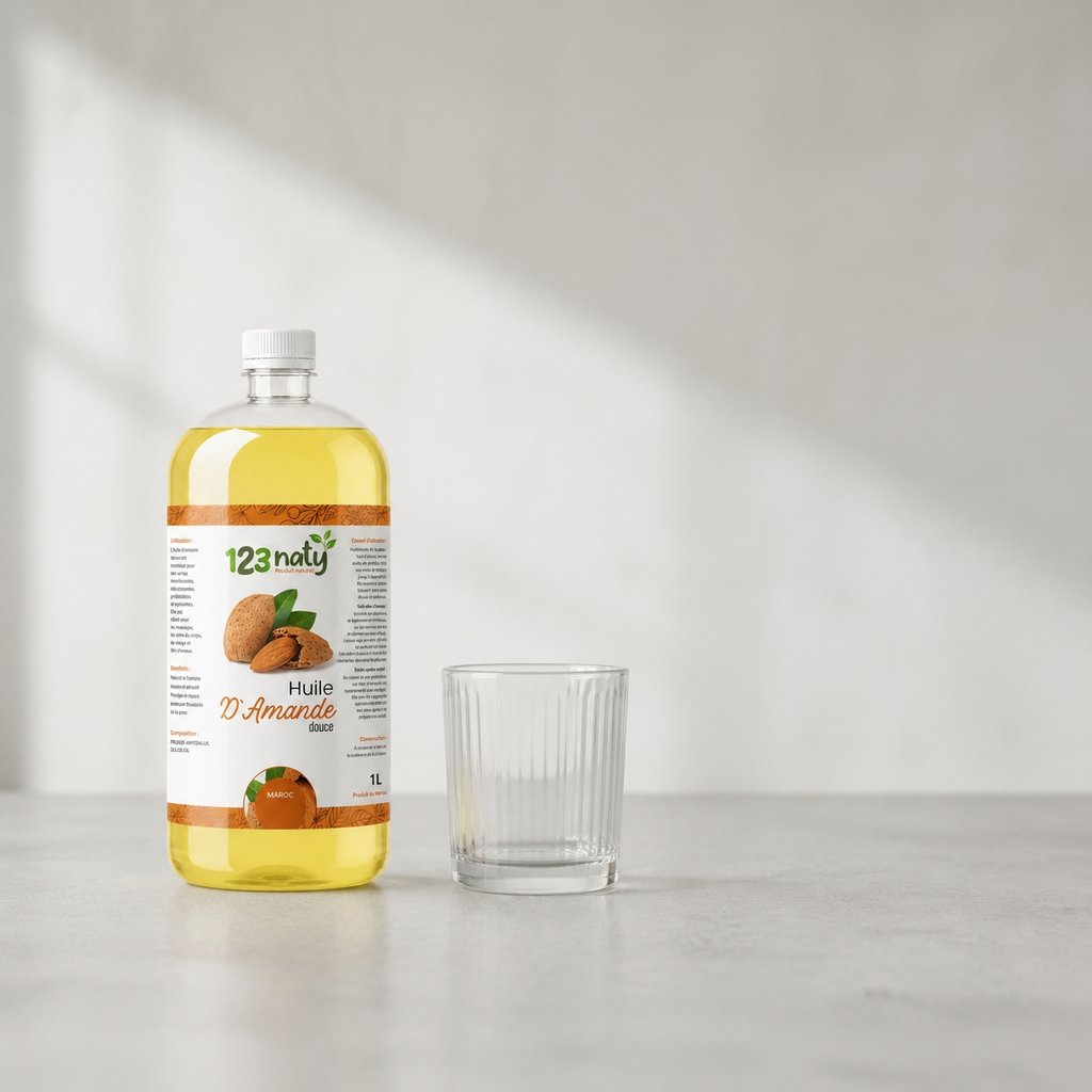 1L Huile d'Amande Douce | 123NATY — Taille réelle du produit