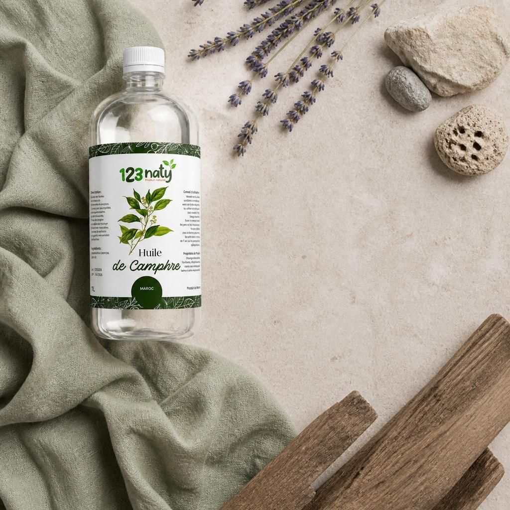 1L Huile de Camphre | 123NATY — Ambiance flat lay