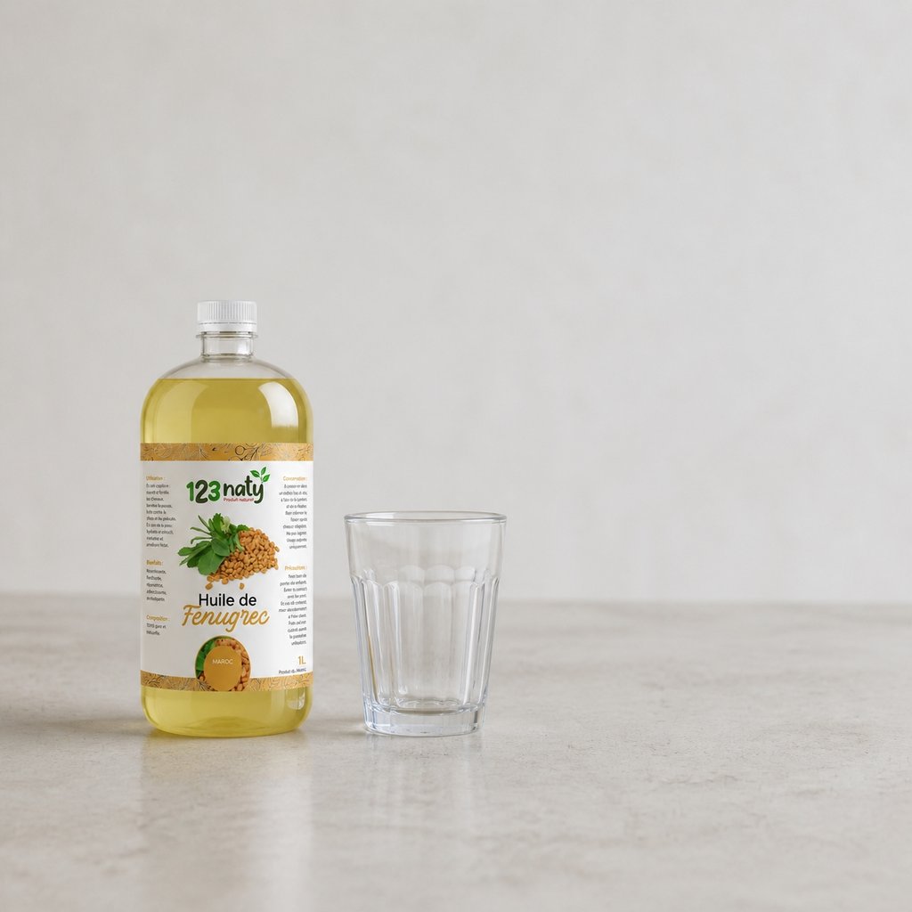 1L Huile de Fenugrec – Soin Corps & Cheveux | 123NATY — Taille réelle du produit