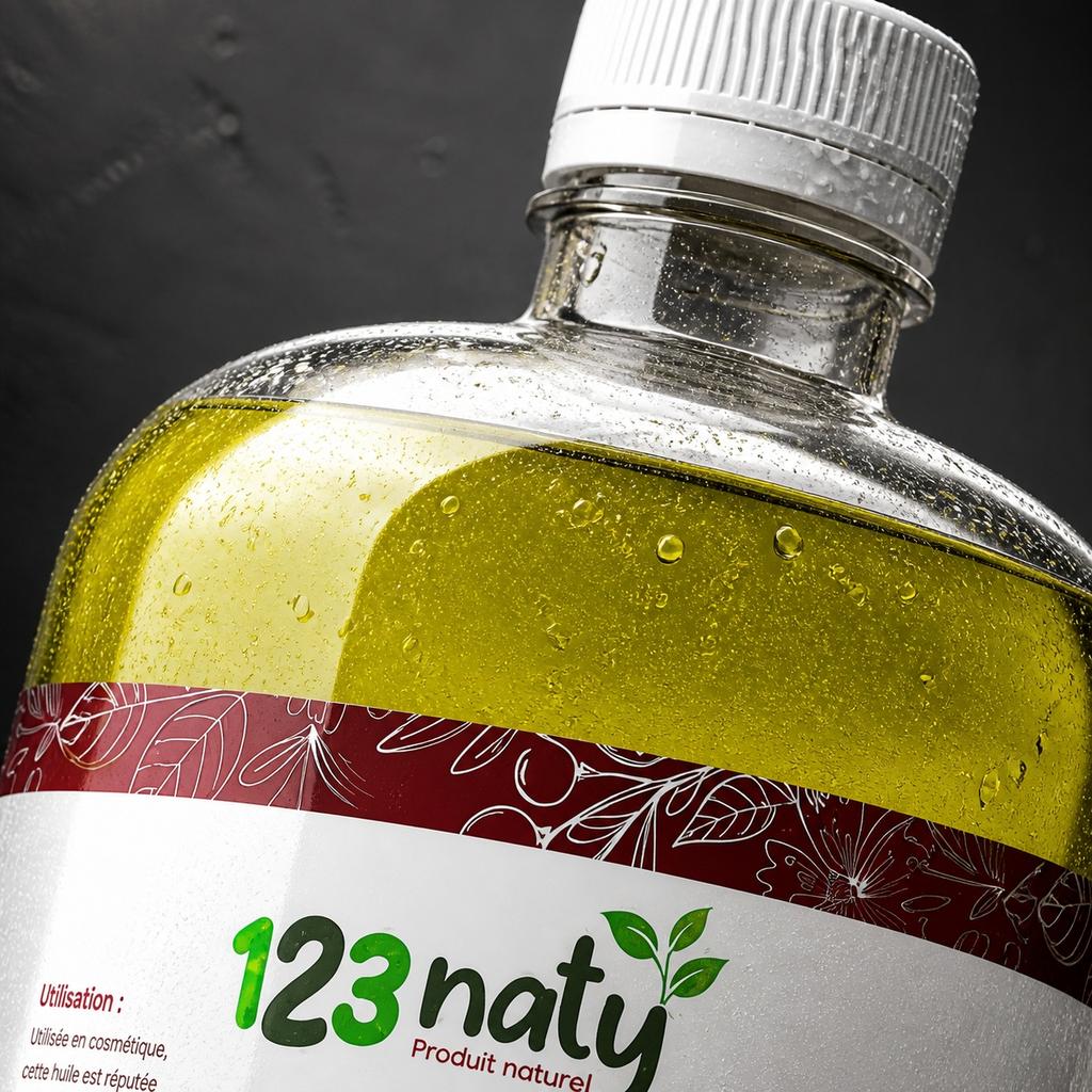 1L Huile de Figue de Barbarie (Macérat) – Soin Anti-Âge & Beauté Naturelle | 123NATY — Détail macro du flacon