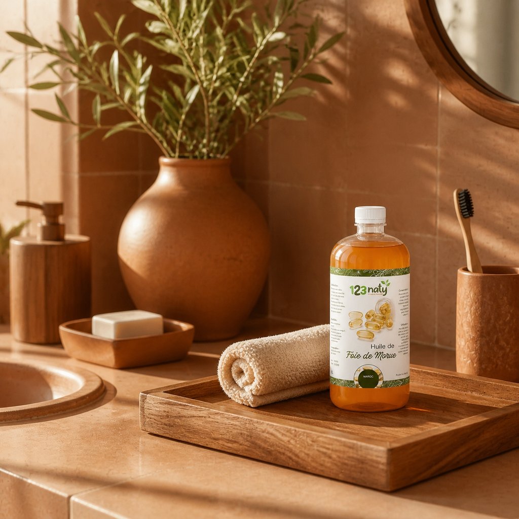 1L Huile de Foie de Morue Cosmétique | 123NATY — Mise en scène d'usage