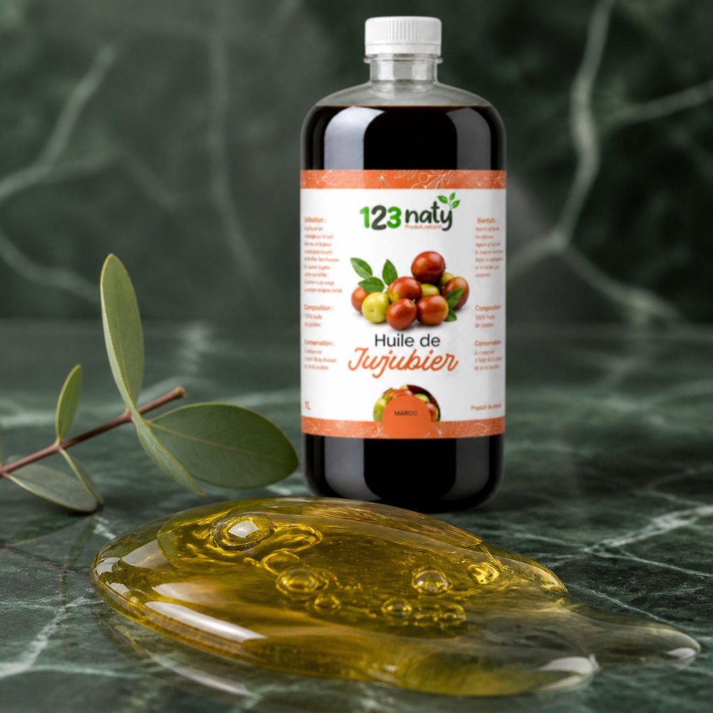 1L Huile de Jujubier (Sidr) – 100% Naturelle – Soin Cheveux & Peau | 123NATY — Texture en gros plan