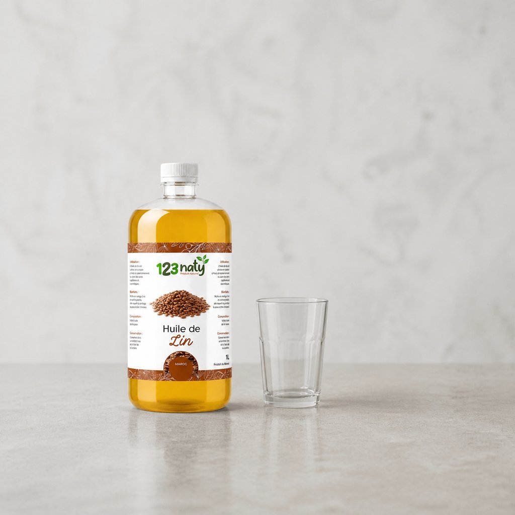 1L Huile de Lin | 123NATY — Taille réelle du produit