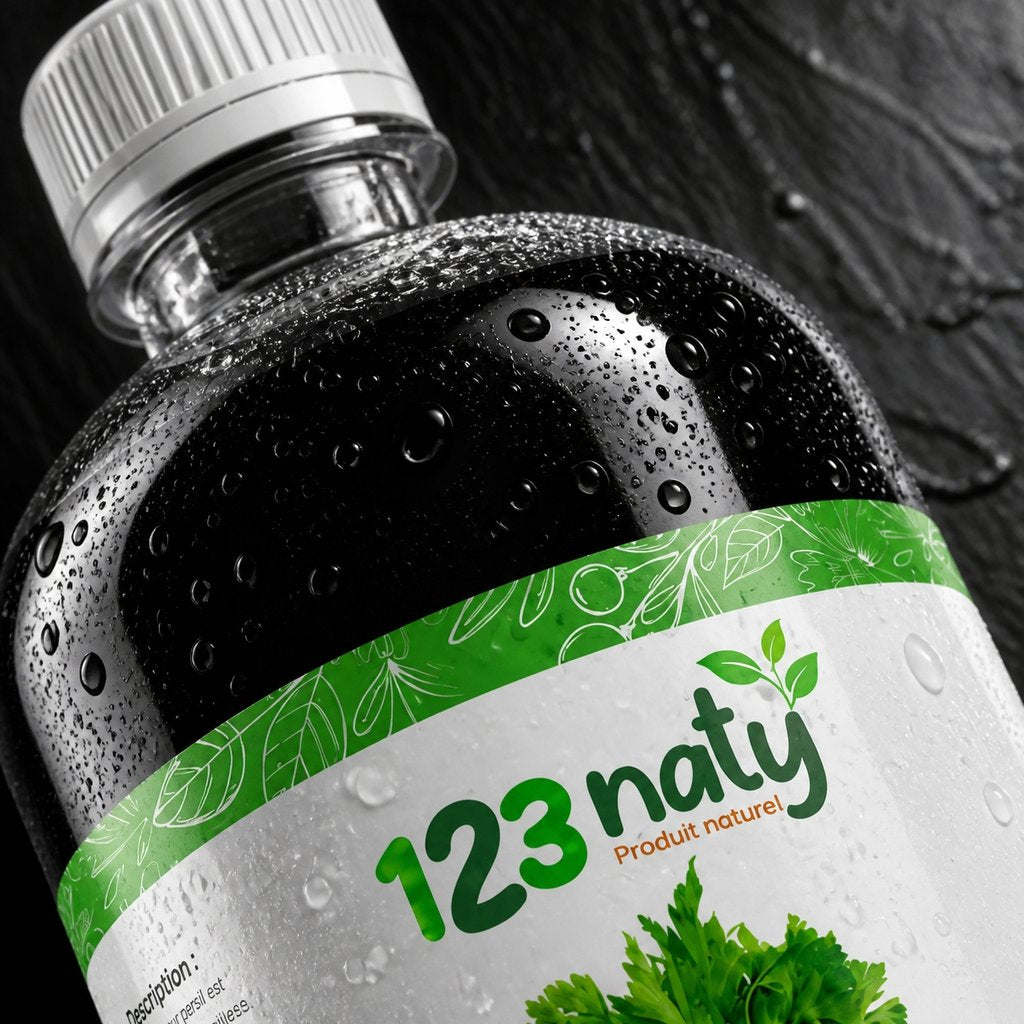 1L Huile de Persil | 123NATY — Détail macro du flacon