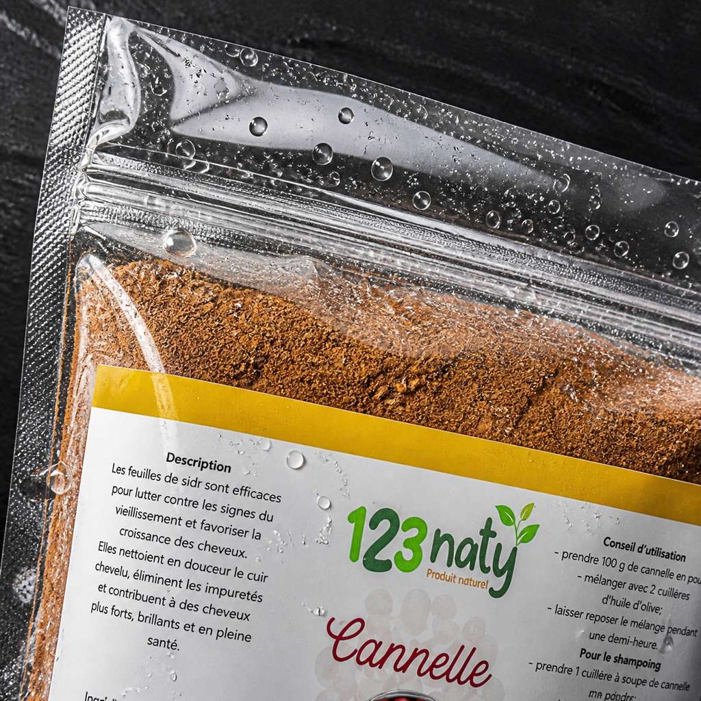 2X 100g Cannelle en Poudre | 123NATY — Détail macro du flacon