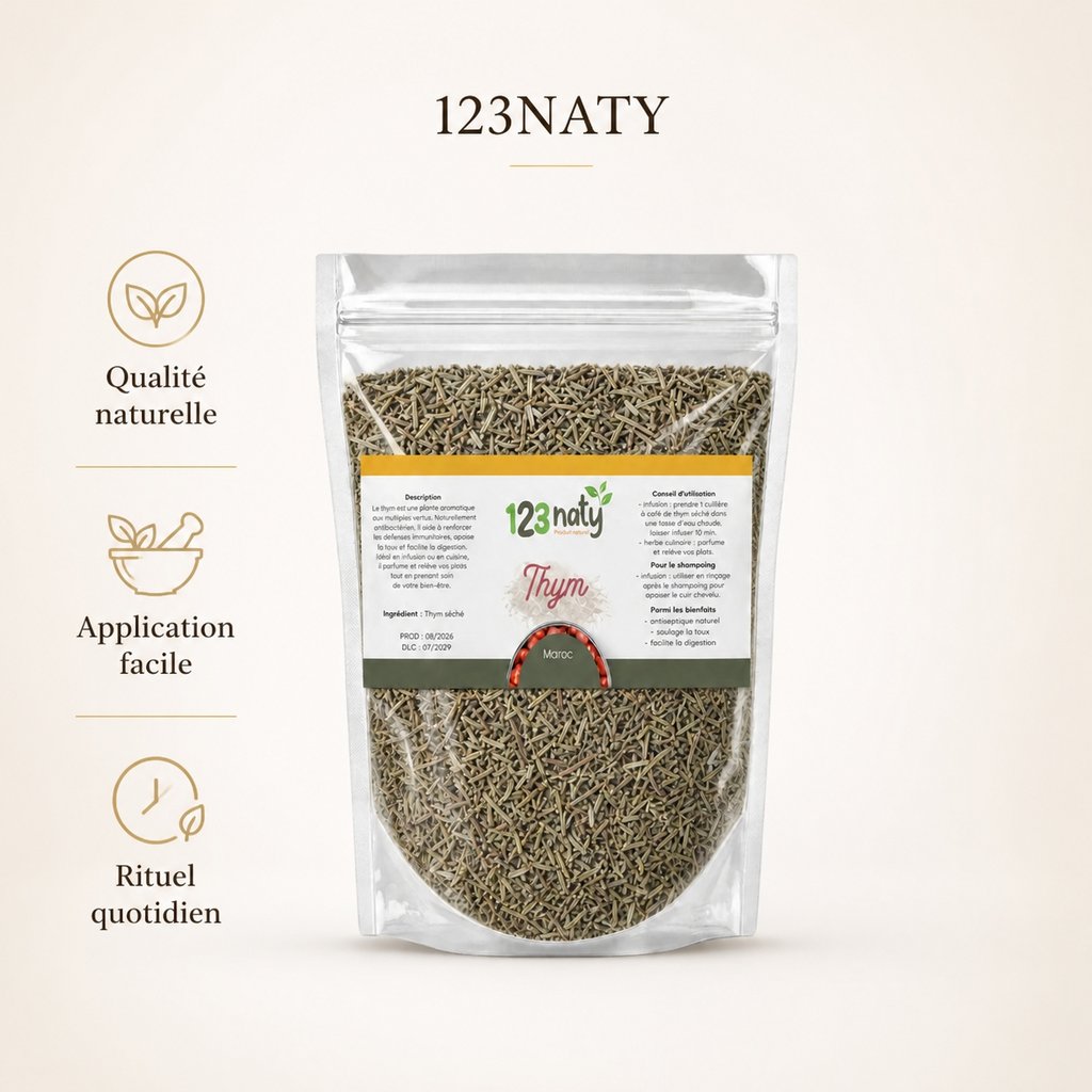 2X 100g Thym Séchée | 123NATY — Infographie bénéfices clés