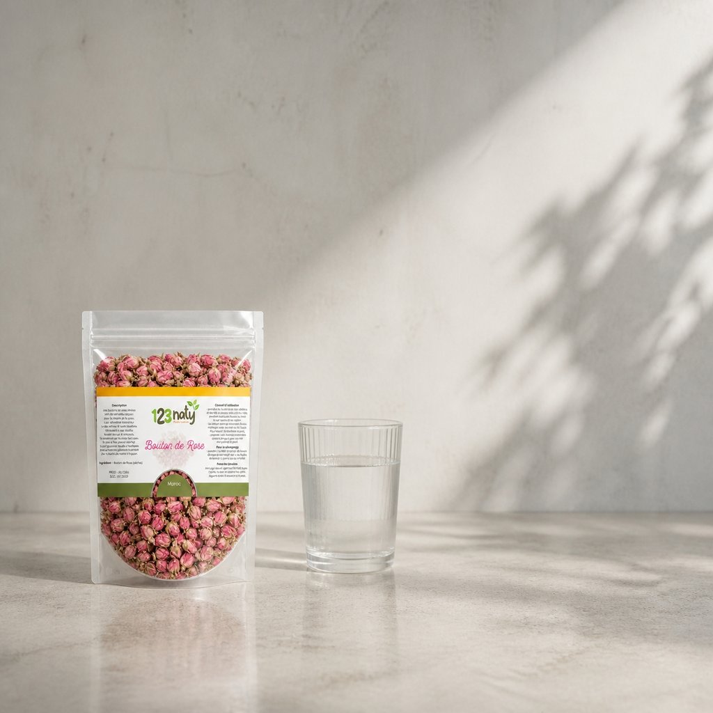 100g Bouton de Rose Séchée | 123NATY — Taille réelle du produit