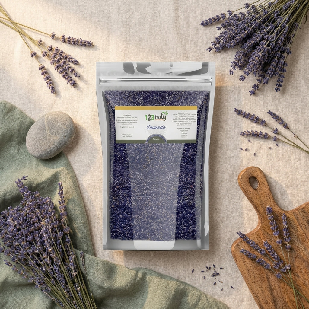 Fleurs de Lavande 1kg - flatlay-ambiance