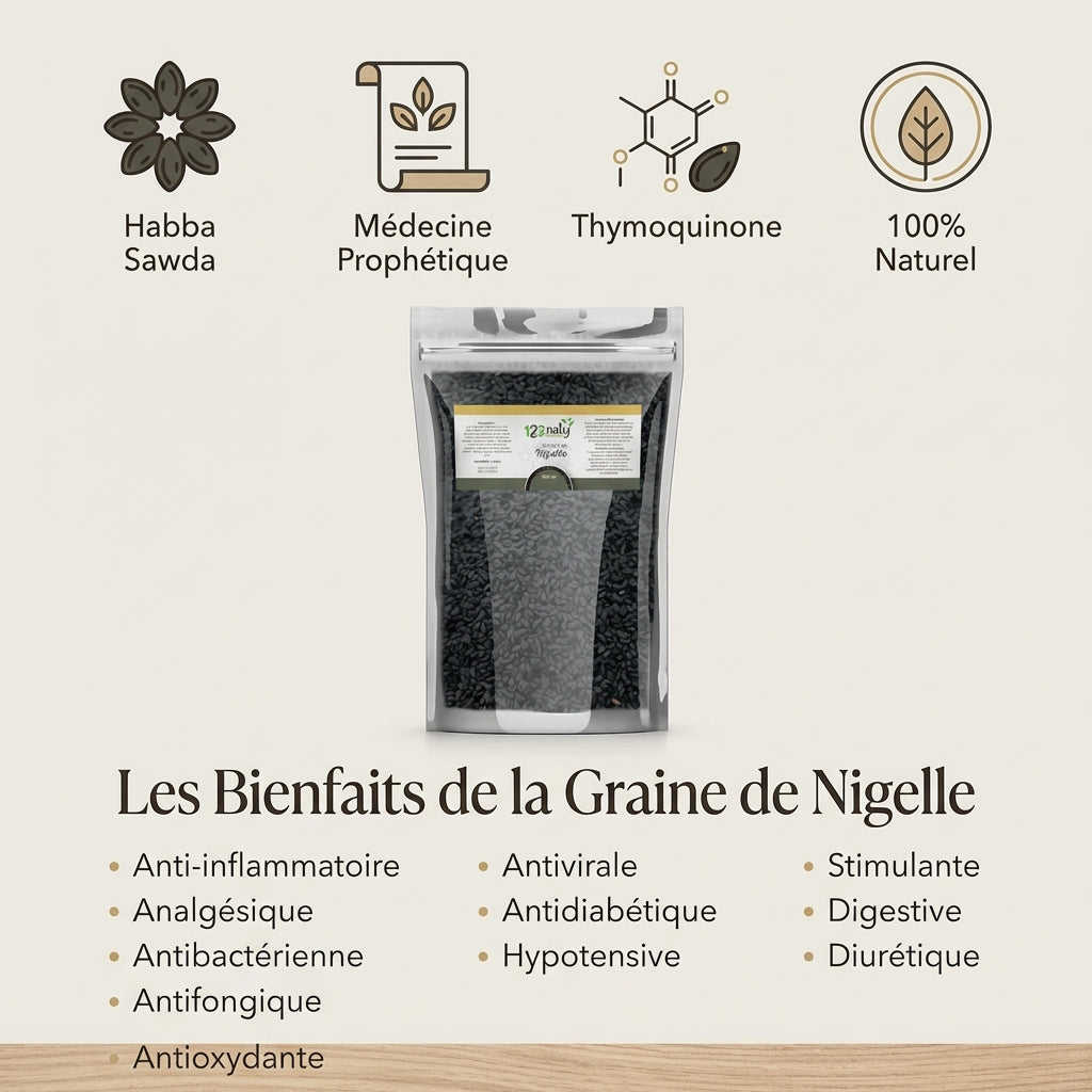 Graines de Nigelle 1kg - infographie-benefices