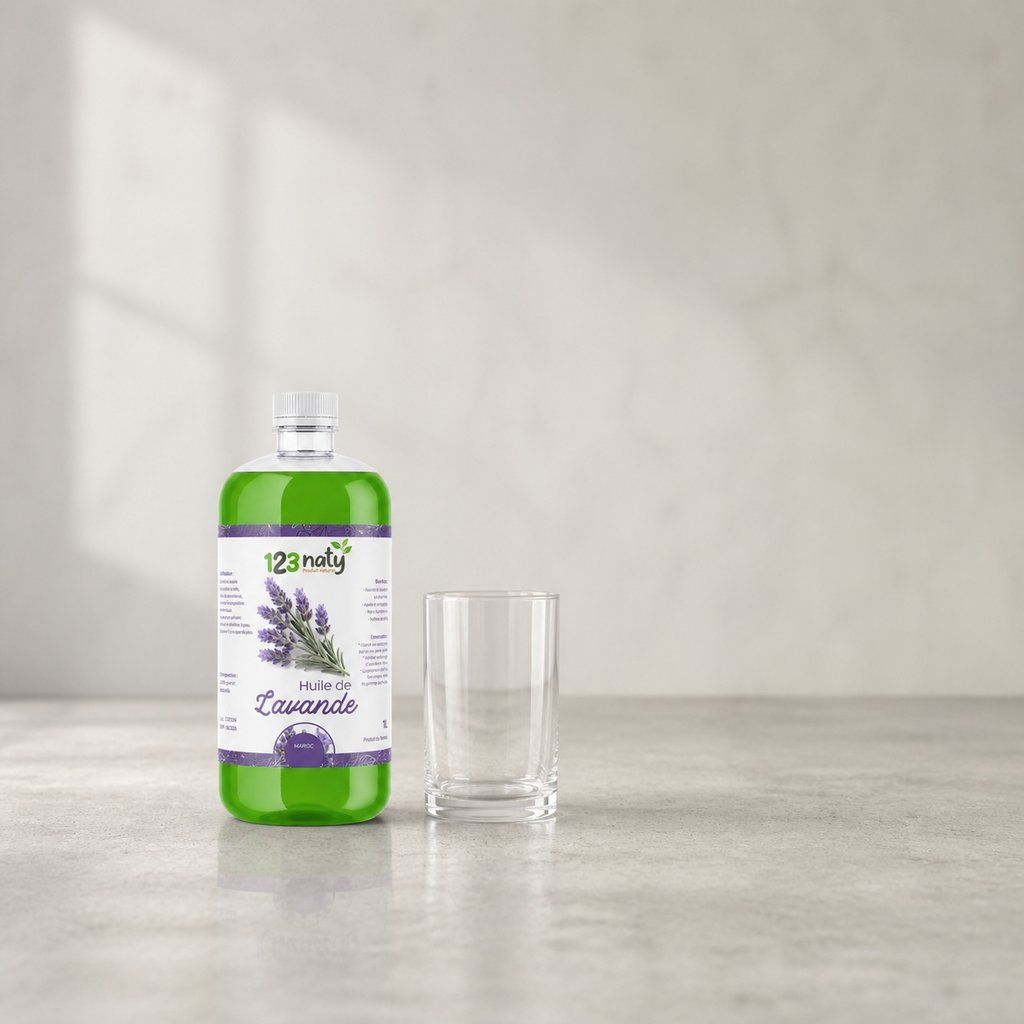 Pack 1L Huile de Lavande & 1kg Lavande en Poudre | 123NATY — Taille réelle du produit