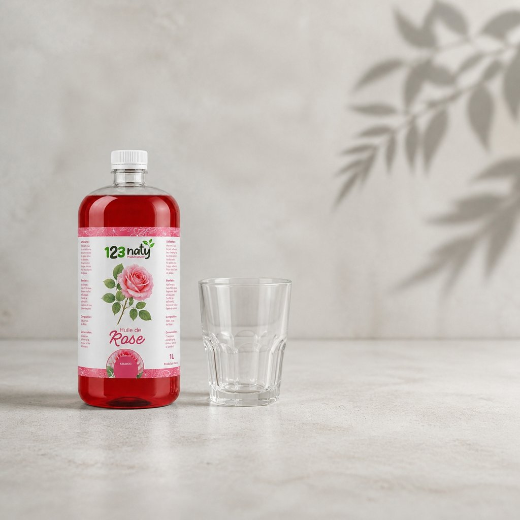 Pack 1L Huile de Rose & 1kg Bouton de Rose Séchée | 123NATY — Taille réelle du produit