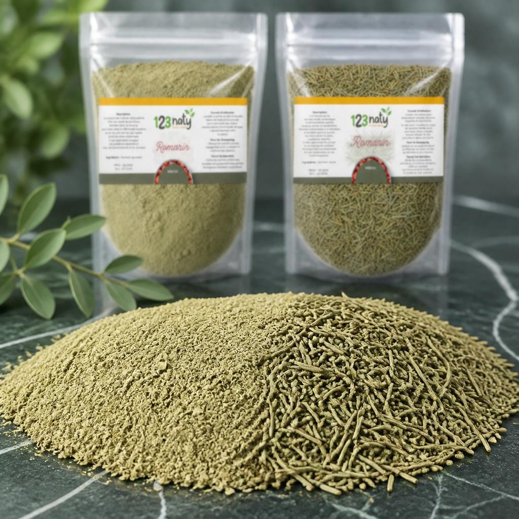Pack 1kg Romarin Poudre & 1kg Romarin Séchée | 123NATY — Texture en gros plan