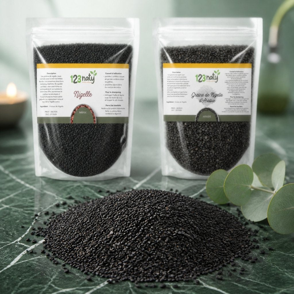 Pack 1kg Graine de Nigelle en Poudre & 1kg Graine de Nigelle | 123NATY — Texture en gros plan