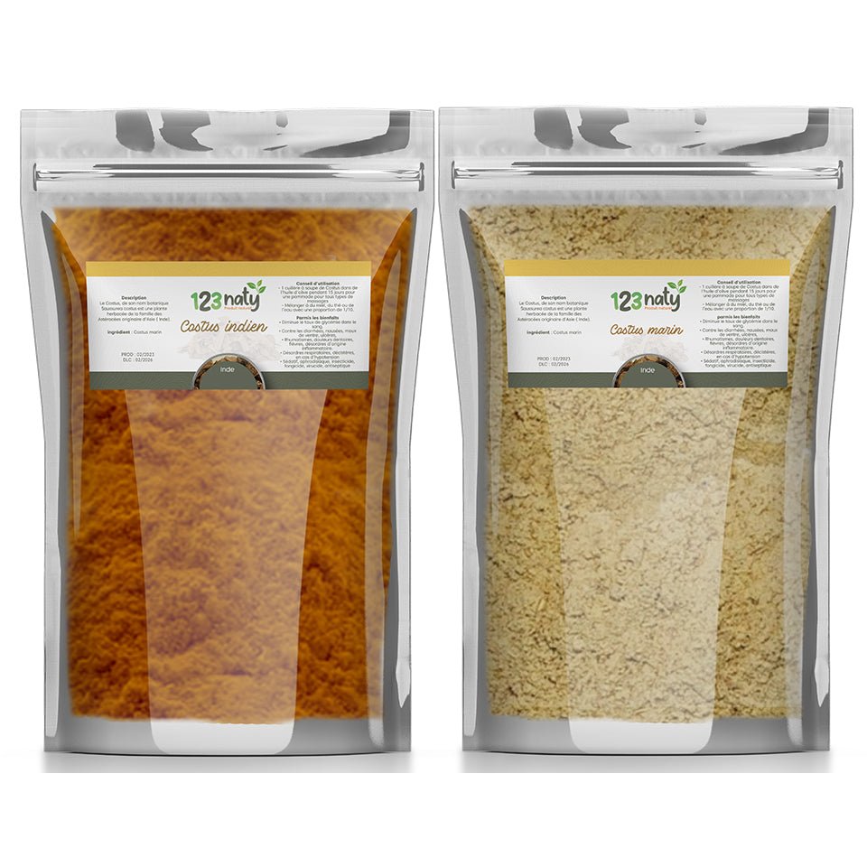 Pack 1kg Costus Indien en poudre & 1kg Costus Marin en Poudre | 123NATY — pack de 2 produits
