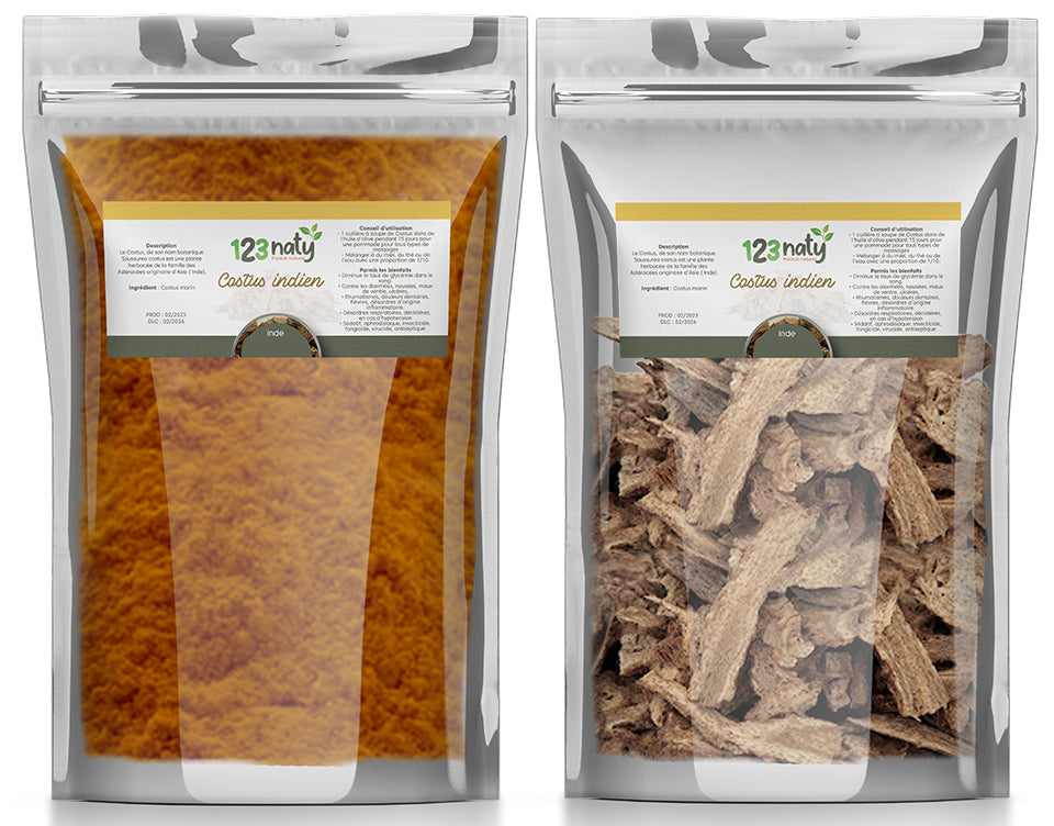 Pack 1kg Costus Indien en poudre & 1kg Costus Indien Brut