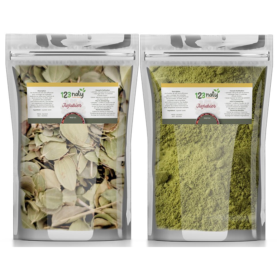 Pack 1kg Feuille de Jujubier (Sidr) en Poudre & 1kg Feuille de Jujubier (Sidr) | 123NATY — pack de 2 produits