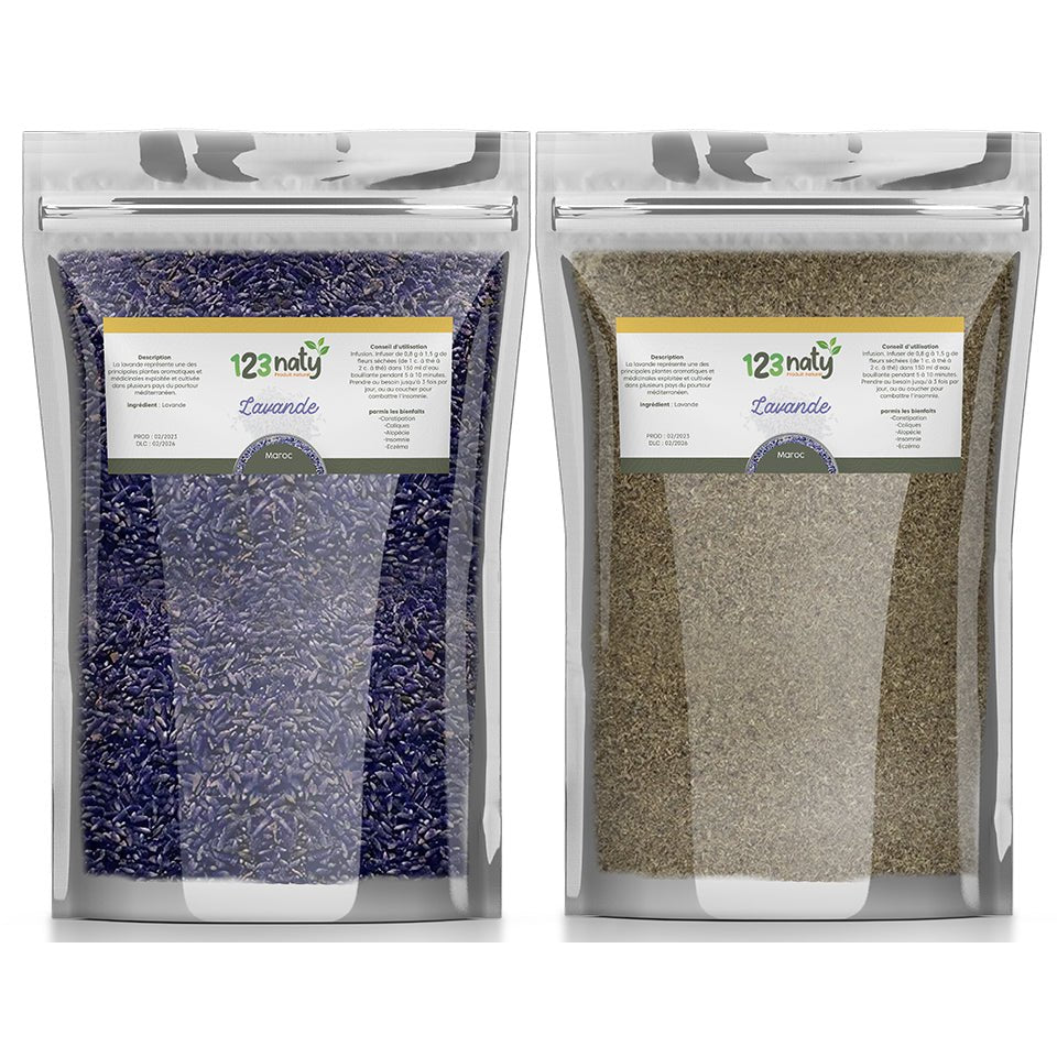Pack 1kg Fleur de Lavande séché & 1kg Lavande en Poudre | 123NATY — pack de 2 produits