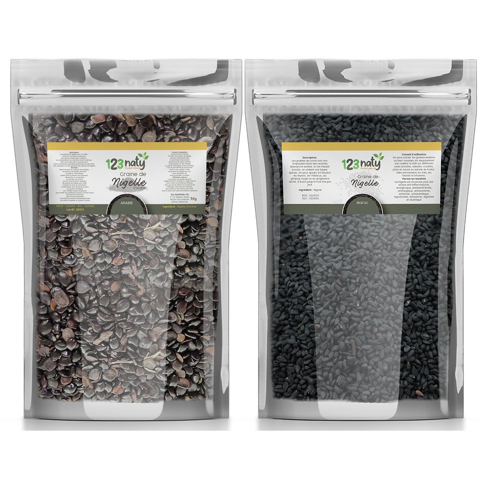 Pack 1Kg Graine de Nigelle d'Arabie & 1kg Graine de Nigelle | 123NATY — pack de 2 produits