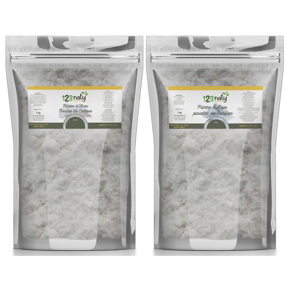 Pack 1kg Pierre d'Alun Poudre Surfine & 1kg Pierre d'Alun Poudre Cristaux | 123NATY — pack de 2 produits