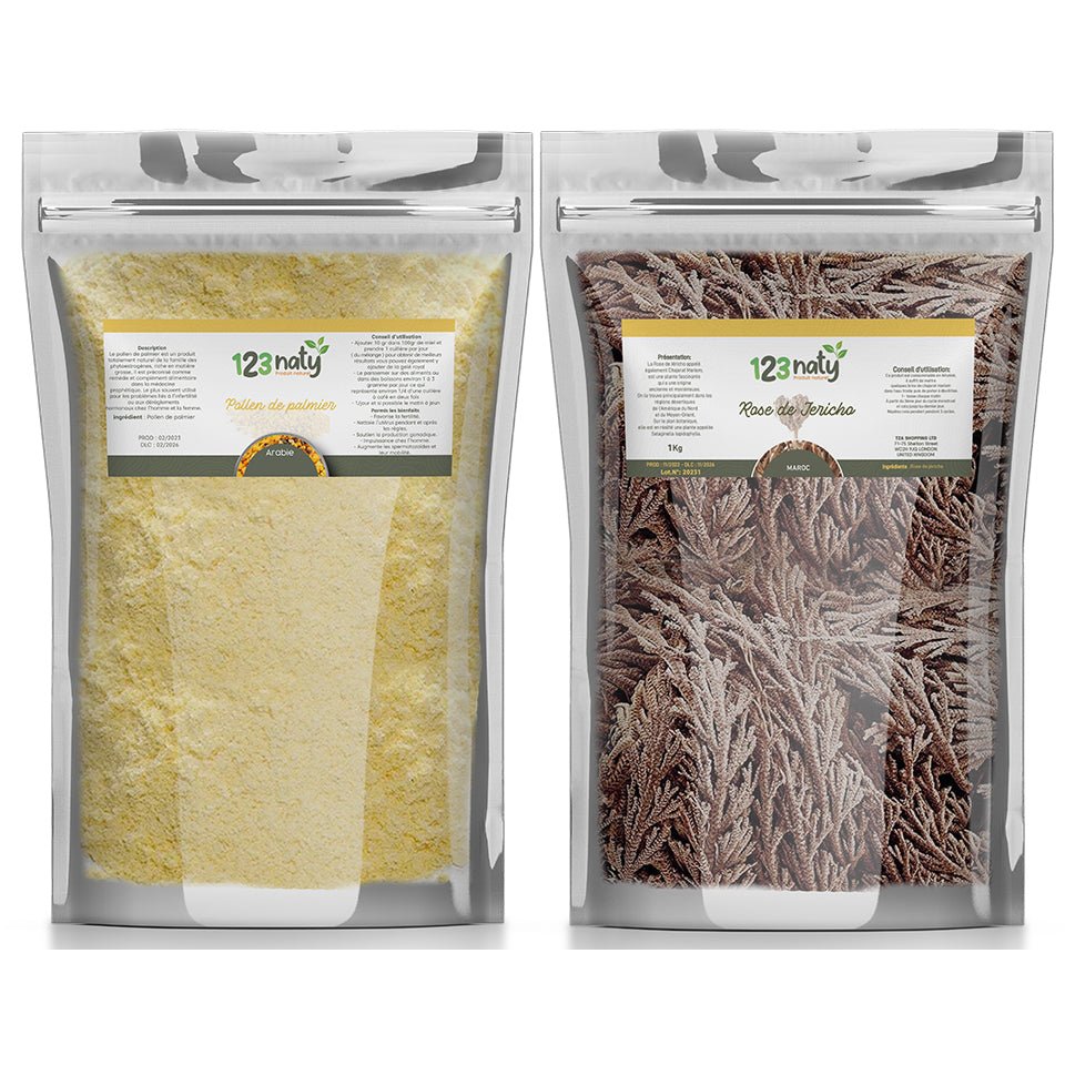 Pack 1kg Pollen de Palmier & 1kg Rose de Jericho - Chajarat Mariam | 123NATY — pack de 2 produits