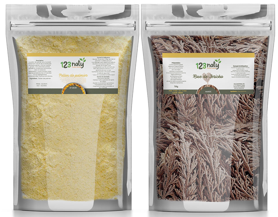 Pack 1kg Pollen de Palmier & 1kg Rose de Jericho - Chajarat Mariam