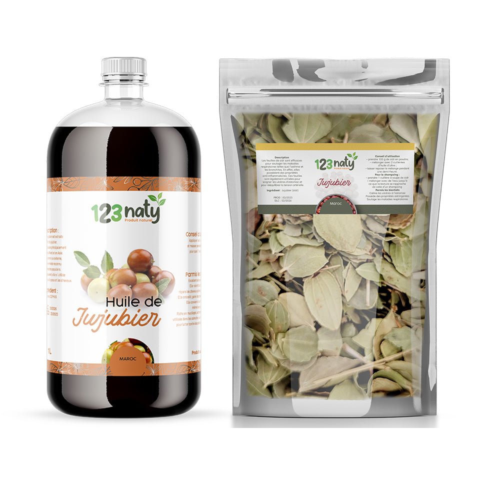 Pack 1L Huile de Jujubier (sidr) & 1kg Feuille de Jujubier (Sidr) | 123NATY — pack de 2 produits