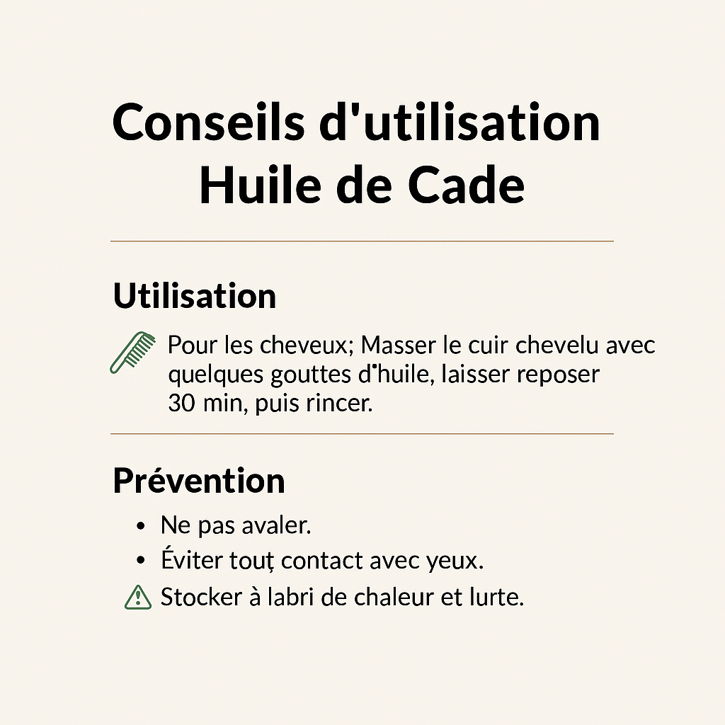 Huile de Cade 1L – Usage cosmétique, huile naturelle pour soins peau et cheveux
