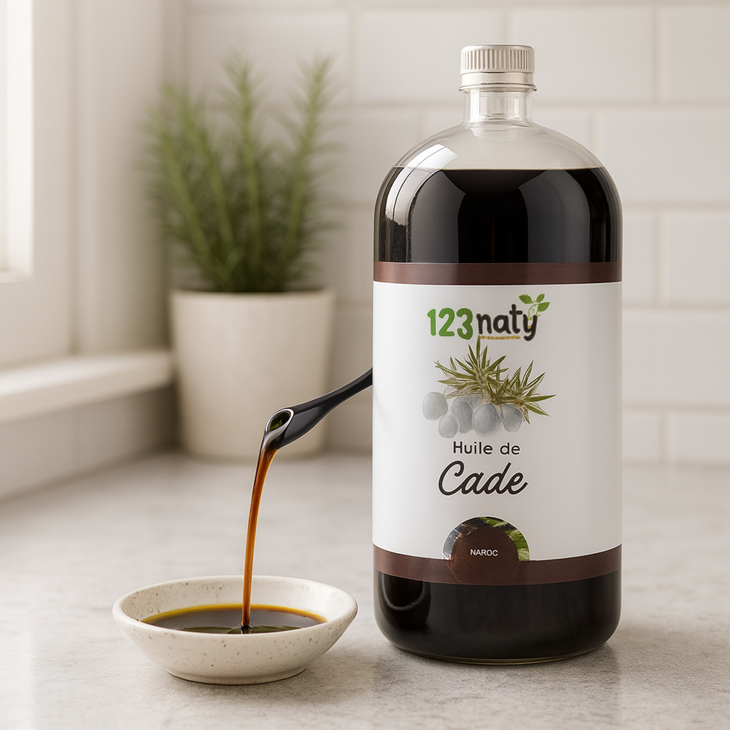 Huile de Cade 1L – Usage cosmétique, huile naturelle pour soins peau et cheveux