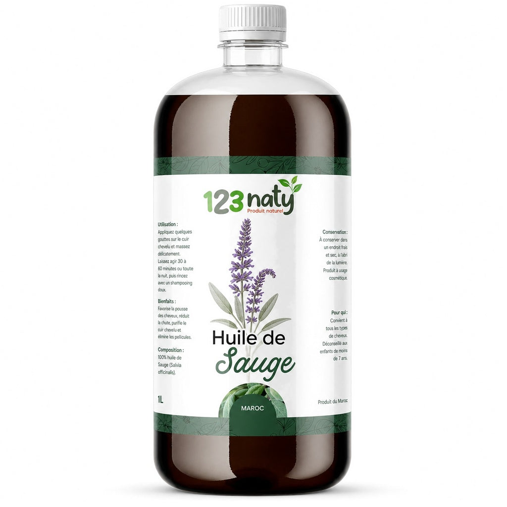 1L Huile de Sauge Végétale – Soin du Corps et Massage Naturel | 123NATY — photo principale fond blanc