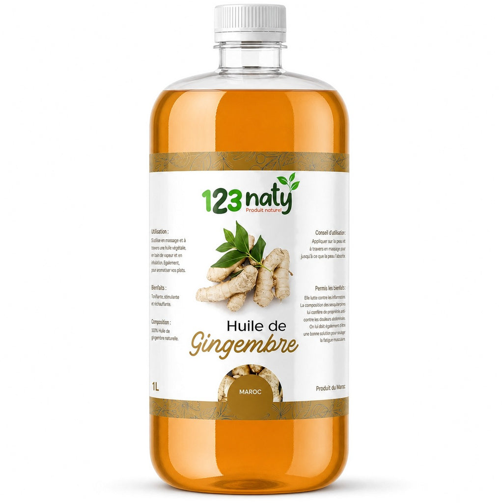 1L Huile de Gingembre – 100% Naturelle – Massage & Bien-être | 123NATY — photo principale fond blanc