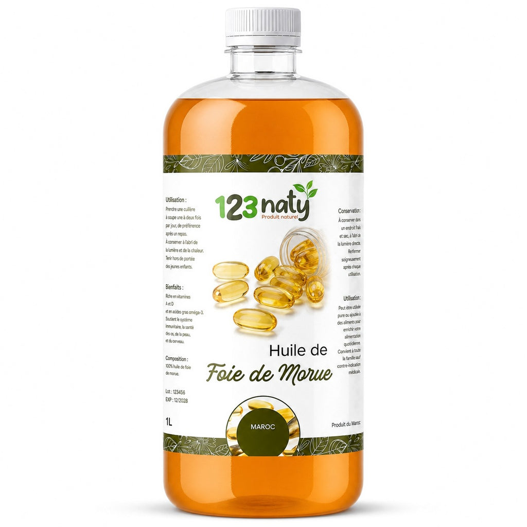 1L Huile de Foie de Morue Cosmétique | 123NATY — photo principale fond blanc