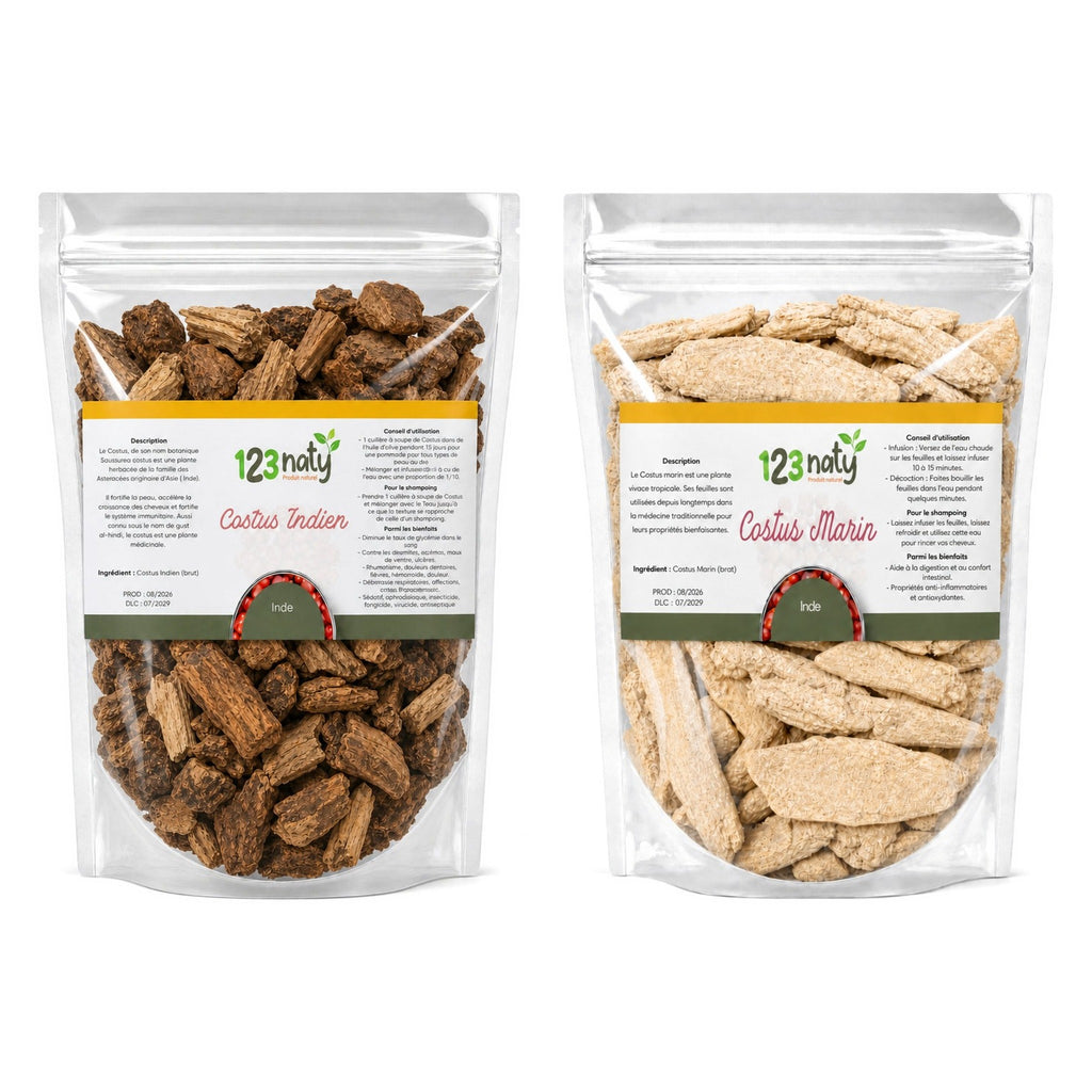 Pack 100g Costus Indien Brut & 100g Costus Marin Brut | 123NATY — pack de 2 produits
